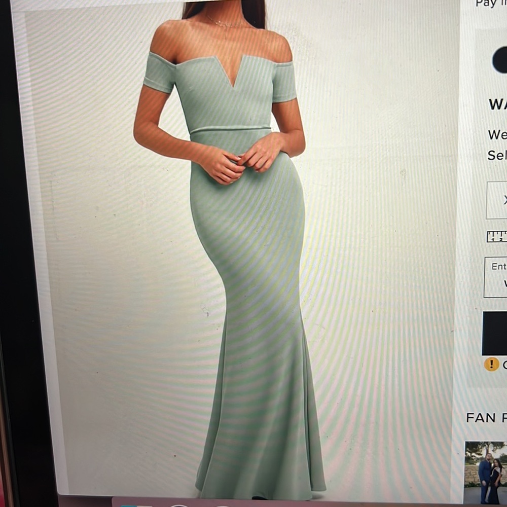 Lulu's Sage Green Off-Shoulder Maxi Dress